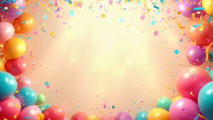 Bright and festive balloons and confetti create a celebratory atmosphere for any event