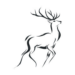 Fototapeta premium Elegant monochrome deer profile with majestic antlers captured in a bold graphic style perfect for nature inspired logos branding or wildlife themed print materials