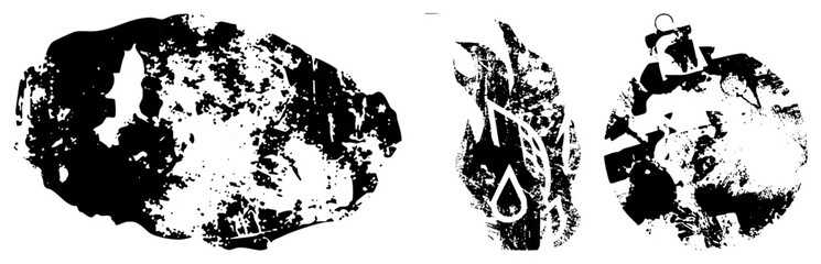Obraz premium abstract black and white vector shapes with distressed texture