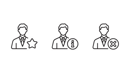 User profile management icons for app ui and website interface line vector set