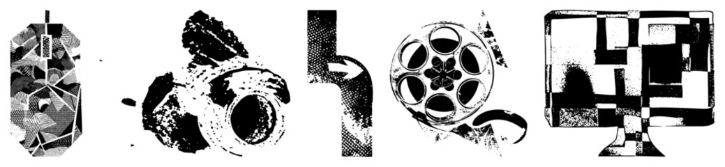 Five abstract tech with halftone