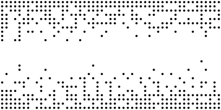 Techno abstract pixel fragment background with stipple effect square dots disappearing in noise cloud creating disintegration motion in digital art vector design