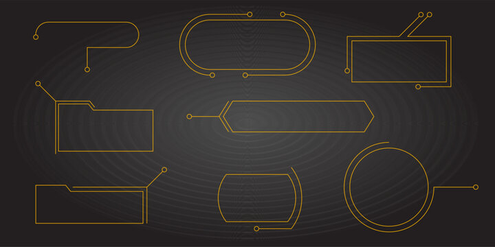 Modern line interface with text box frame title callout and hud border menu. Futuristic board elements set for web ui game business banner or digital presentation template