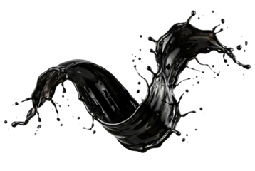 Abstract shiny black oil or ink splatter burst for creative design projects.