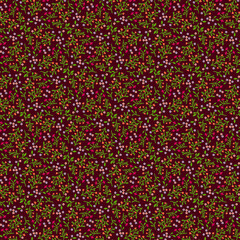 Simple silhouettes of spring flowers and leaves on a dark chocolate brown background Small floral pattern, wallpaper Botanical print on fabric Wallpaper Gift wrap Digital paper