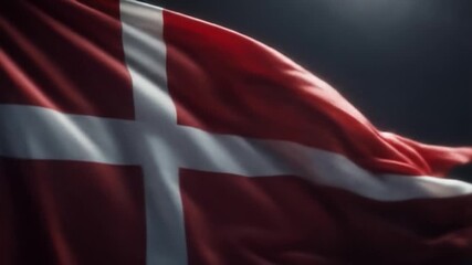 Majestic Denmark Flag Waving Gracefully, A Symbol of National Pride and Danish Identity