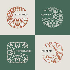 Minimalist design featuring topographic lines geometric shapes and inspirational text
