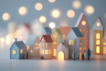 街の灯りに包まれたかわいい住宅とやさしい街並み／まみおデザイン街並みシリーズ
