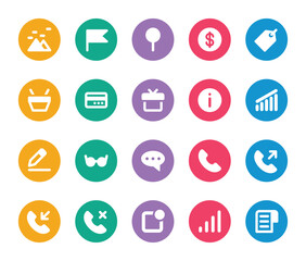 Rounded color glyph icons set for User interface.