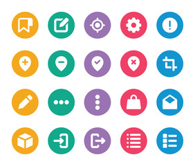 Rounded color glyph icons set for User interface.