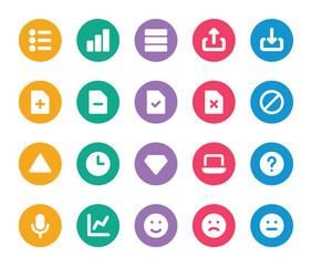 Rounded color glyph icons set for User interface.