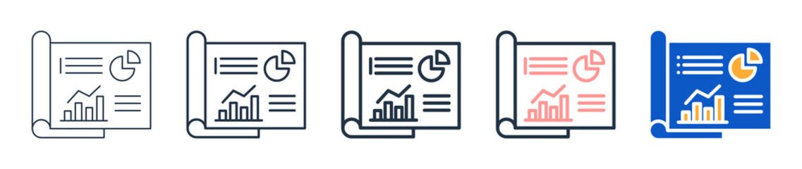 Annual Report different style icons set vector illustration. 