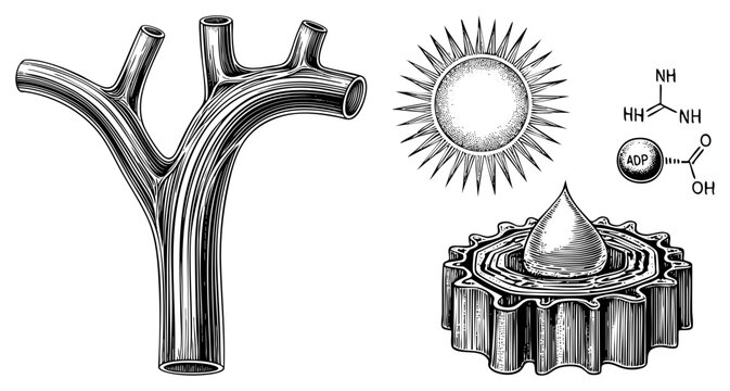 chloroplast structure with sun and adp molecule