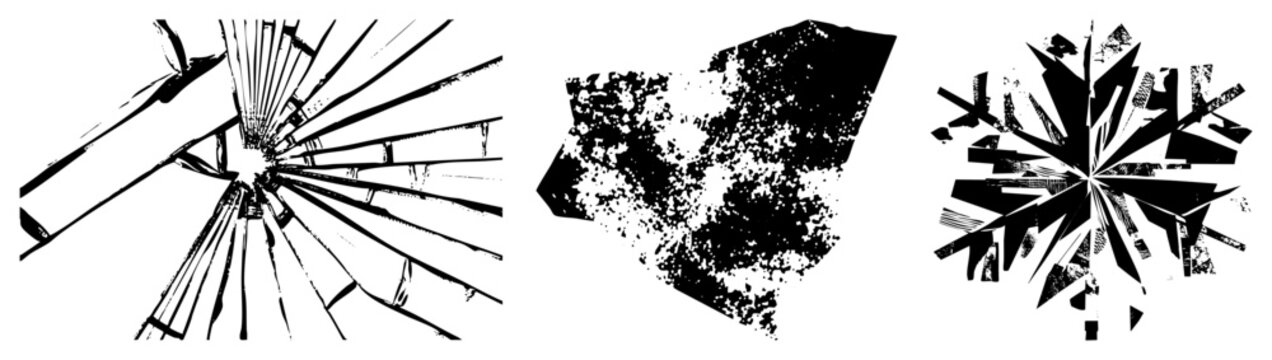 shattered glass fragments vector set