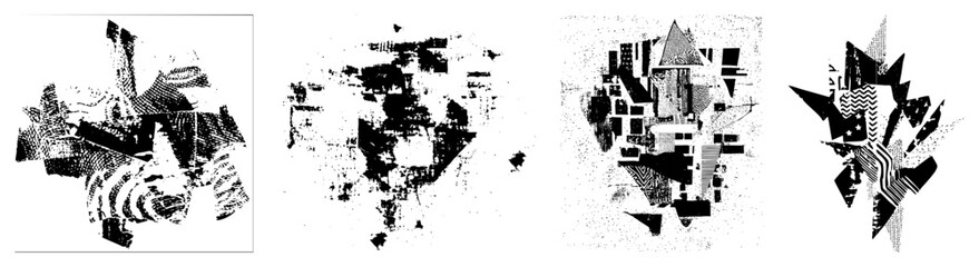 Fototapeta premium Abstract geometric shapes with halftone