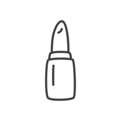 Cute lipstick icon. Monochrome doodle illustration of lipstick. Kawaii sticker. Vector 10 EPS.