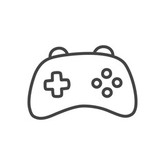 Cute game controller icon. Monochrome doodle illustration gamepad with playful design. Kawaii sticker. Vector 10 EPS.