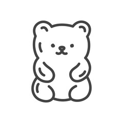 Cute gummy bear icon. Monochrome illustration of sweet jelly bear in kawaii style. Kawaii sticker. Vector 10 EPS.