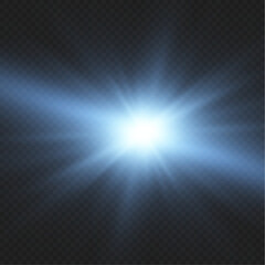 Cold Blue Star Flare on Dark Background