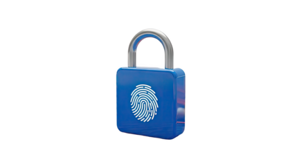 Blue Padlock with Fingerprint Icon