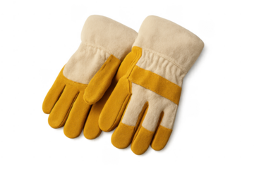 Yellow leather work gloves for construction and manual labor