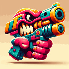 Illustration of a cool cartoon gun