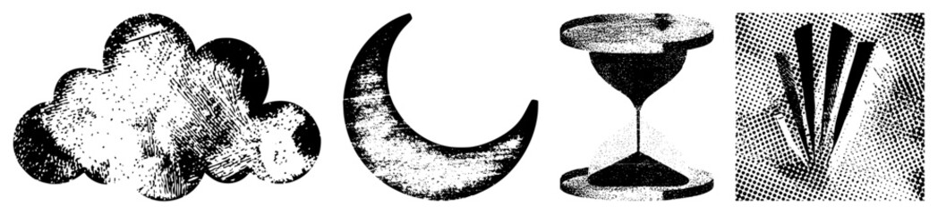cloud moon hourglass fan halftone