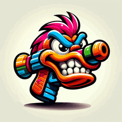 Illustration of a cool cartoon gun
