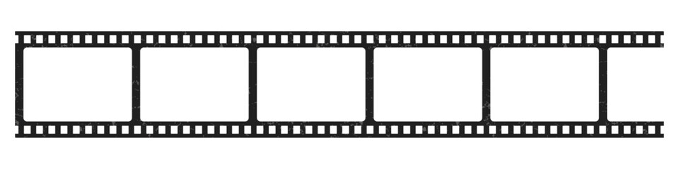 Set of old Film strip reel icon. Cinema or movie roll with frames. Video or movie filmstrip overlay, cinema or photograph camera long film strip with transparent screen