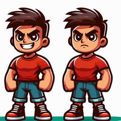 Cartoon illustration of a person making a fierce face