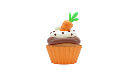 Carrot Cupcake with Chocolate Chips and Cream Frosting