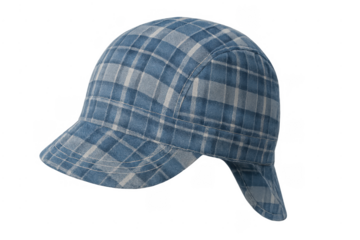 Blue plaid protective welding cap with pattern
