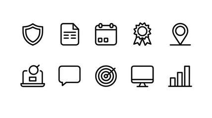 Set of 10 minimal black line icons