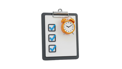 Clipboard with Checklist and Alarm Clock
