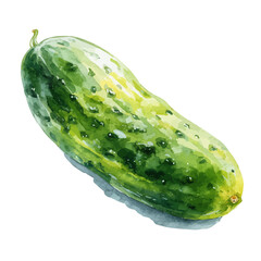 watercolor of Cucumber, vector, isolated on a white background.