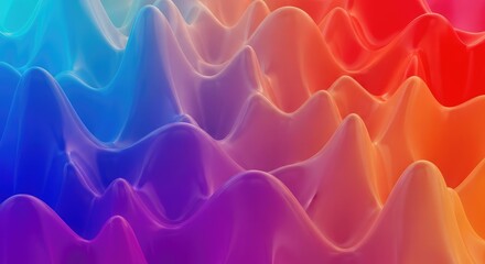 Vibrant abstract wavy pattern with gradient colors, multicolored background with smooth curves, creative design element for digital art and modern technology applications