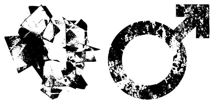 gender symbols abstract distressed black and white