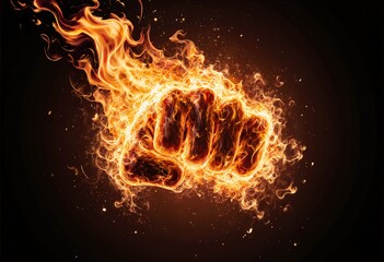 Fiery Fist Concept Symbolizing Power and Strength
