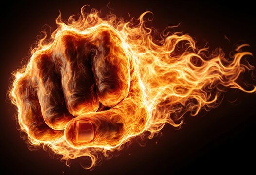 Fiery Fist Concept Symbolizing Power and Strength