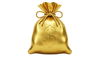 Gold money bag with dollar symbol - luxurious 3D render for finance concepts