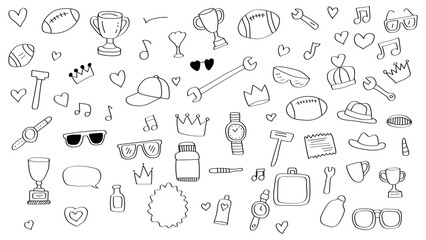 Doodle Style Icons of Various Objects