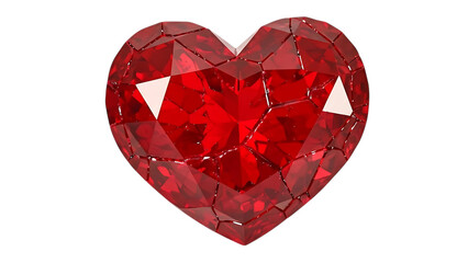 Faceted red gemstone heart with crystalline facets