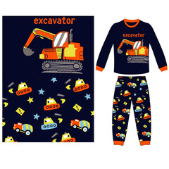 excavator digger pattern print 