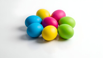 Vibrant easter eggs on white background celebrating happy easter sunday with colorful decoration