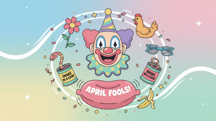 Colorful April Fools&rsquo; Day concept