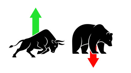 representing a bear market with a red downward arrow vector