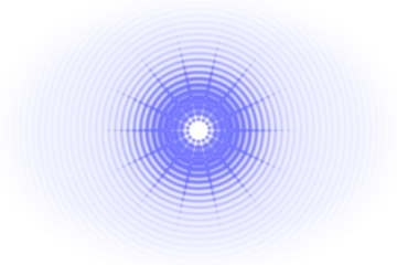 Central white luminous sphere creating radiating blue ethereal rings of energy against transparent backdrop