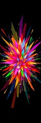 Fototapeta premium A vibrant explosion of geometric shards against a dark backdrop, explosion, shards