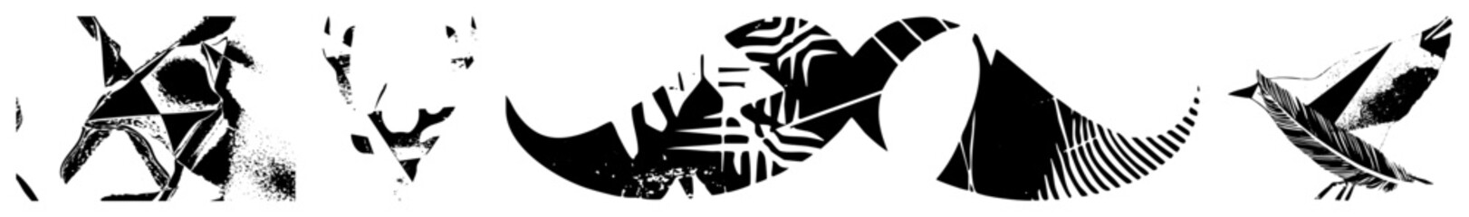 Obraz premium abstract geometric animal silhouettes black and white