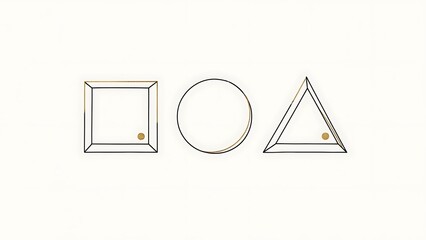 Simple geometric shapes including a square circle and triangle are displayed on a white background